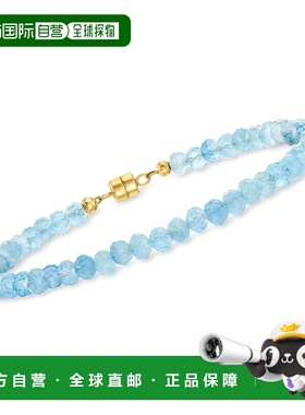 自营 Ross-Simons 海蓝宝石珠子手链带 14kt 黄金磁性扣 - 8 英寸