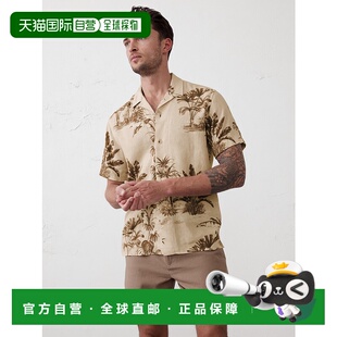 1h可退 日本直邮BANANA REPUBLIC 男士夏季休闲开襟短袖衬衫 7487