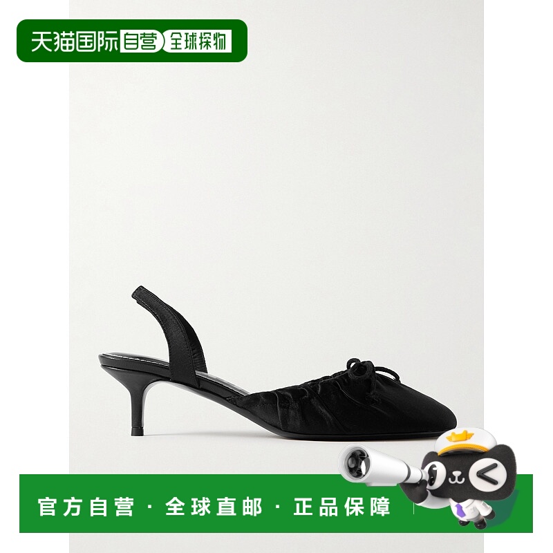 1h可退 香港直邮潮奢 Staud 女士 Alba 缩褶绸缎露跟浅口鞋 F25F6