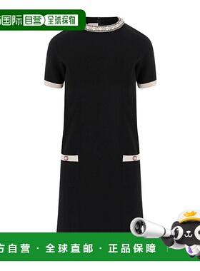 香港直邮VALENTINO 女士连衣裙 BKD13L96B0NA AW2024 黑色 短袖连