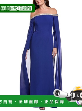 自营Rene Ruiz不对称领礼服-蓝色 连衣裙长裙美国直发奥莱