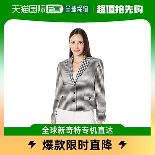 女士三颗扣短款 香港直邮潮奢 Hilfiger 外套 Tommy 棋盘格纹西装