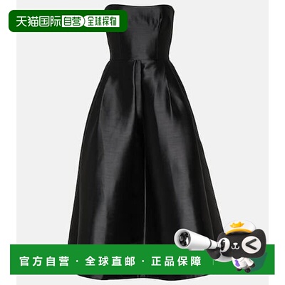 1h可退 香港直邮ALEX PERRY 女士 抹胸罗缎中长连衣裙 black黑色