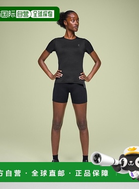 自营欧洲直邮On昂跑Performance女士黑色/曜石黑再生聚酯短袖T恤
