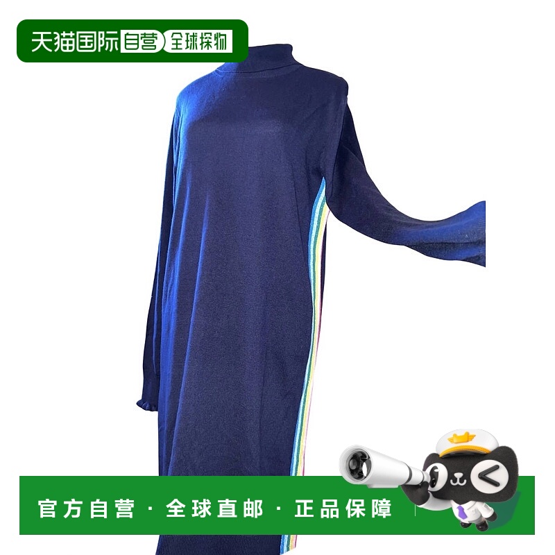 自营joules海军蓝女式彩虹条纹高领毛衣迷你连衣裙 美国奥莱直发