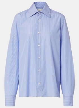 Saint Laurent 圣罗兰 女士 Cassandre 细条纹棉府绸衬衫 001124