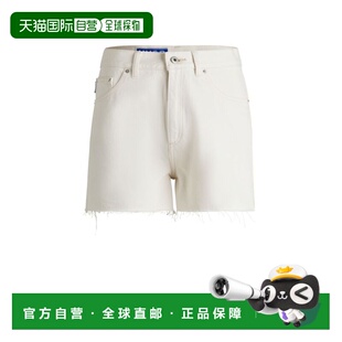 自营hugo bossEcru denim shorts with raw hem 美国奥莱直发
