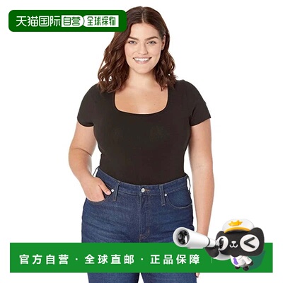 自营Women's Madewell Plus Ribbed Thong Bodysuit Black Stretc