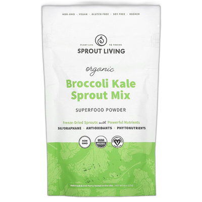 香港直邮Sprout Living,有机西兰花羽衣甘蓝芽混合物，4 盎司（11