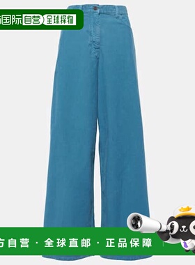 1h可退 香港直邮The Row 女士 Chan 棉质灯芯绒阔腿裤 blue蓝色