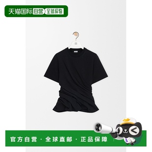 上衣女装 女士黑色棉圆领短袖 欧洲直邮Loewe罗意威 自营1h可退