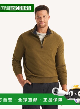 自营Nautica Mens Big & Tall Performance Quarter-Zip Sweater