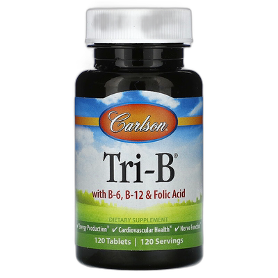 香港直邮Carlson,含 B-6、B-12 和叶酸的 Tri-B，120 片保健品