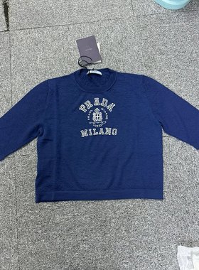 PRADA 女士针织毛衣 P24L2Z16NZF057L SS2025 蓝色 圆领卫衣