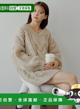 1h可退 日本直邮Chico 女装 宽松V领 编织针织连衣裙 CHZ1052409A