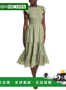 自营 Sam Edelman Matilda烟熏迷笛连衣裙-绿色 美国奥莱直发
