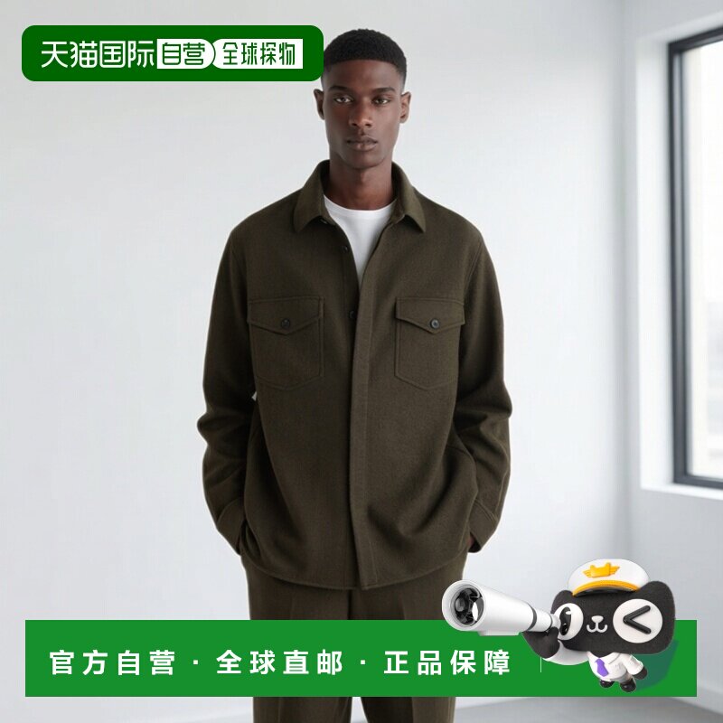 自营欧洲直邮COS 男士绿色羊毛混纺休闲衬衫上衣外套男装图片