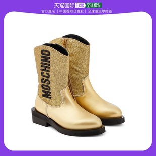 女童徽标亮片皮质牛仔靴子童鞋 香港直邮潮奢 莫斯奇诺 Moschino