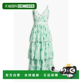 1h可退 MFPRO0 层叠印花泡泡纱雪纺中长连衣裙 香港直邮Maje 女士