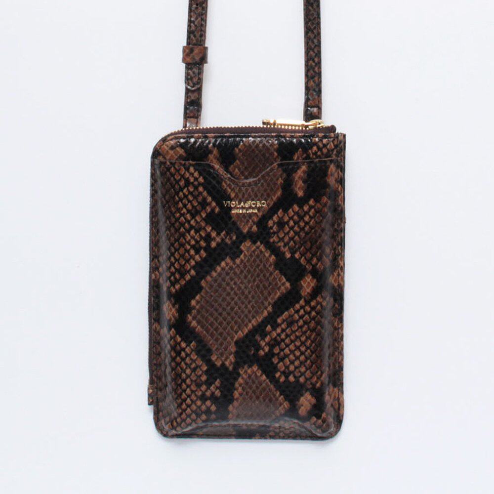 日本直邮VIOLADORO 牛皮压纹单肩手机包零钱包迷你收纳包蟒蛇肩带