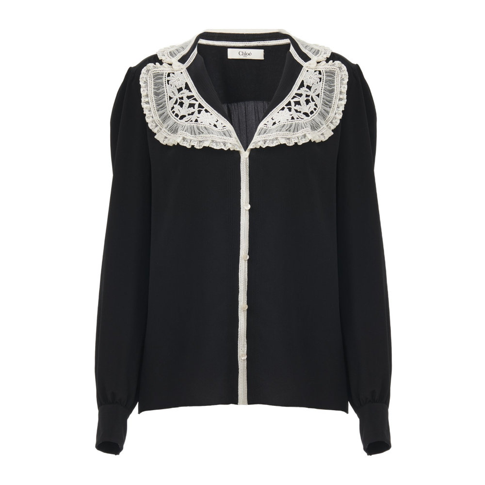1h可退 CHLO&Eacute; 女士外套 C25AHT55077001 AW2025 黑色 双绉蕾丝荷
