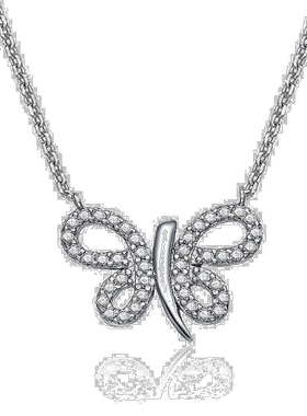 自营 geneviveGv C.z.纯银微密钉蝴蝶形吊坠 - 银白色 美国奥莱直