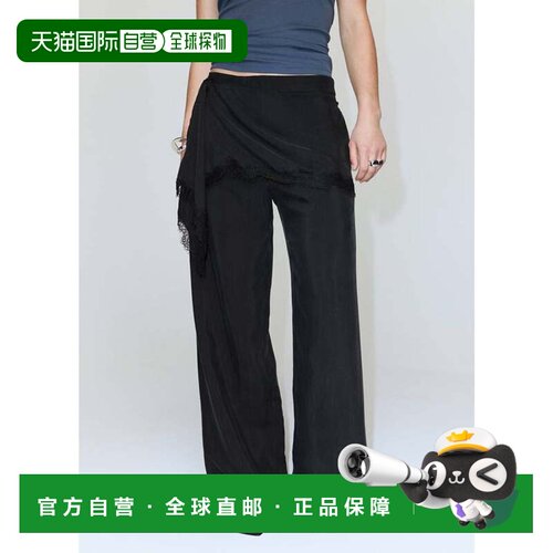日本直邮MANGO 纸质黑色长裤休闲裤阔腿裤