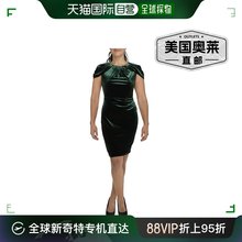 lauren ralph lauren女式天鹅绒及膝鸡尾酒会礼服和派对礼服 - 绿