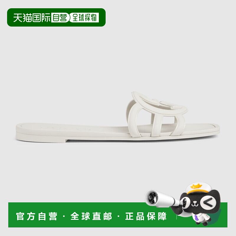自营欧洲直邮Gucci古驰女士白色橡胶GG图案女式凉鞋