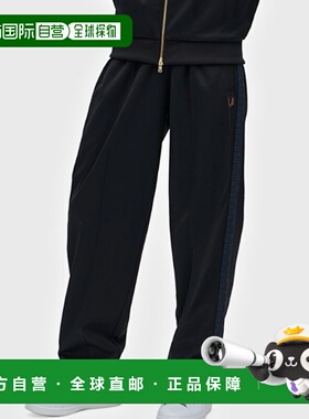 1h可退 日本直邮FRED PERRY 男女同款 黑色格纹侧条纹宽松束脚裤