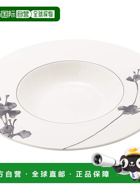 【日本直邮】Narumi鸣海 黒色植物印花餐盘25cm  51230-5239骨瓷