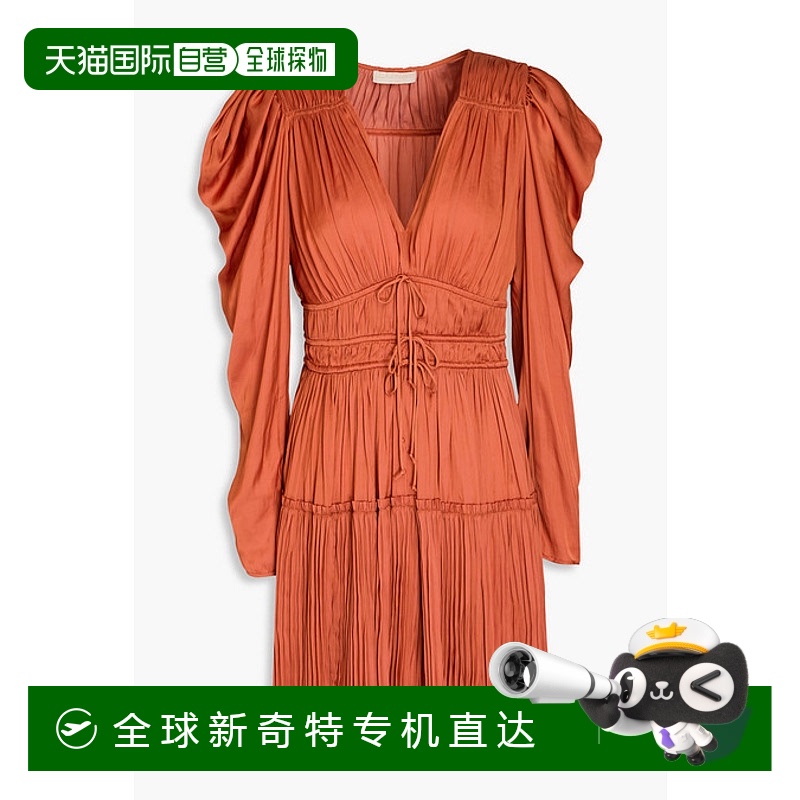 1h可退 香港直邮潮奢 ULLA JOHNSON 女士 Lu 蝴蝶结缎面迷你连衣