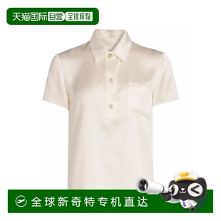 美国直邮 女士 1h可退 vince 上衣翻领通勤休闲 Polo衫 短袖