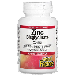 香港直发Natural Factors双甘氨酸锌膳食补充剂25mg60粒胶囊吸收