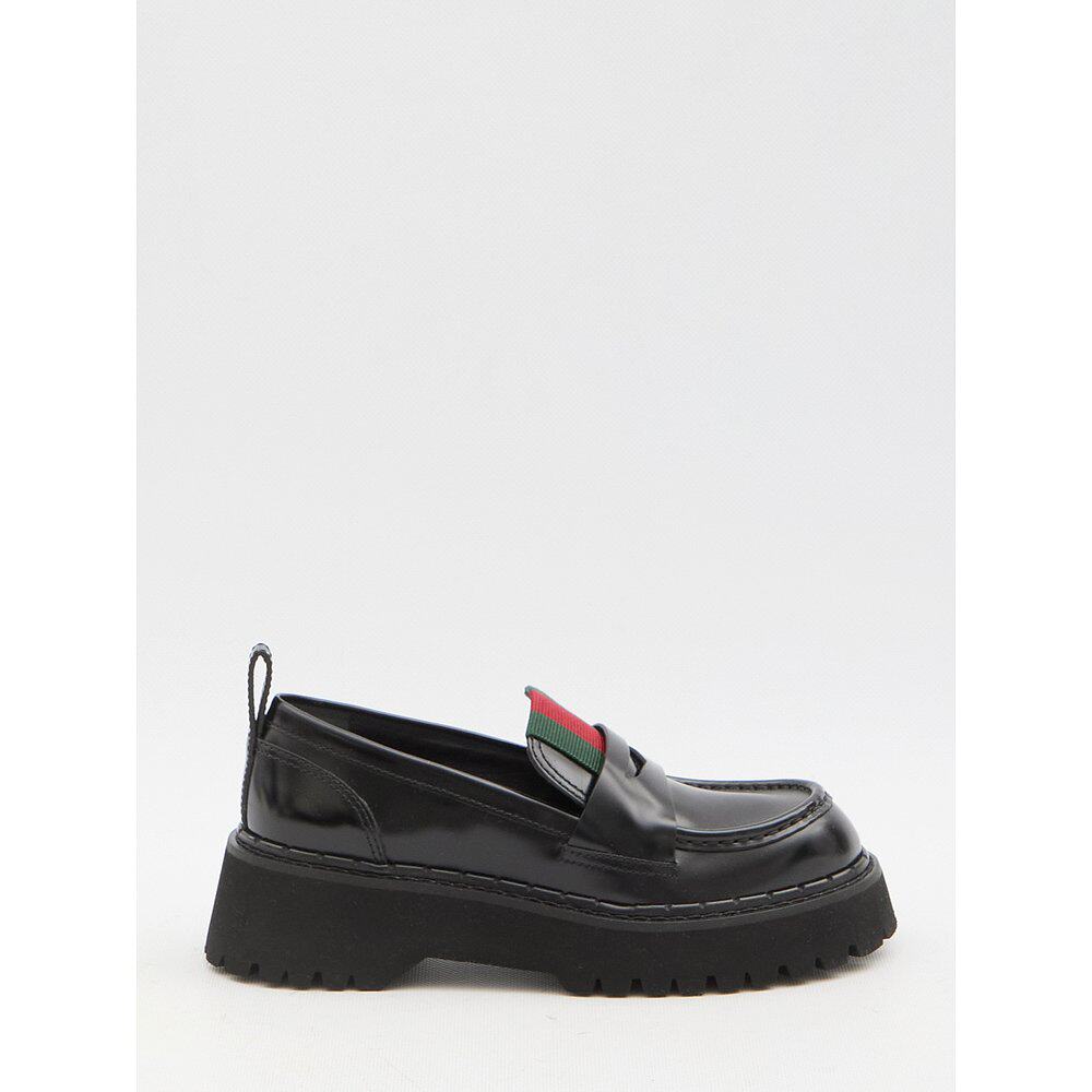GUCCI 女士休闲鞋 806399AADIX1060 CO 黑色 织带乐福鞋