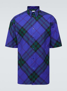 Burberry 巴宝莉 男士 格纹棉质保龄球衬衫 001302