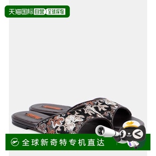 金银线皮质凉拖 1h可退 女士 香港直邮MISSONI black黑色 米索尼
