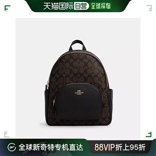 金色 美国直邮Coach 标志性帆布背包 黑色 Court 棕色