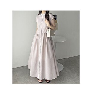 日本直邮GeeRA 牧师配色腰部褶皱衬衫连衣裙 [R04609EW14259] 连