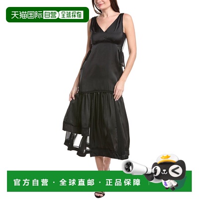 自营1.STATE V-Neck Asymmetric Maxi Dress - black 美国奥莱直