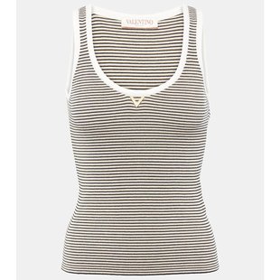 Valentino 条纹棉混纺背心上衣 华伦天奴 VGold 000276 女士 潮奢