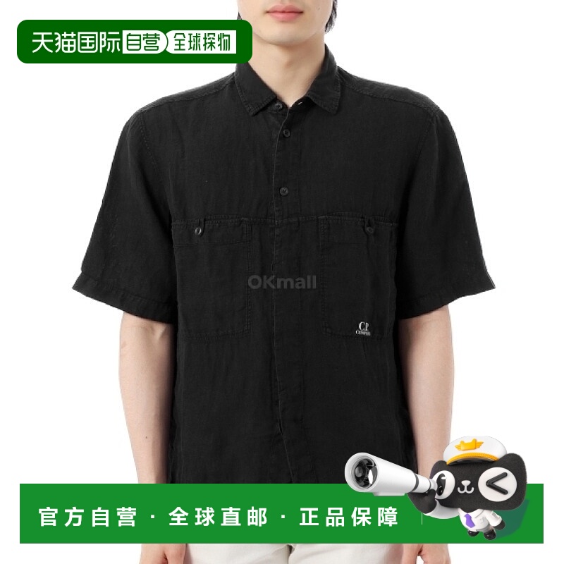 韩国直邮CP COMPANY 亚麻宽松短袖衬衫 (18CMSH239A 005415G 999