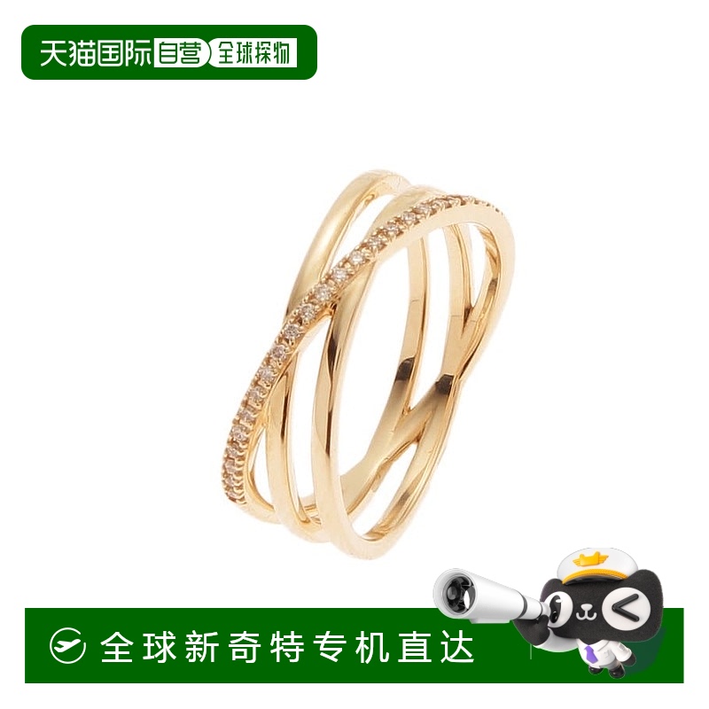 日潮跑腿Cocoshnik钻石戒指日系轻奢个性简约交叉独特黄金金色