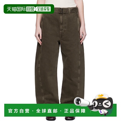 1h可退 香港直邮潮奢 Lemaire 女士 绿色 Twisted Belted 牛仔裤