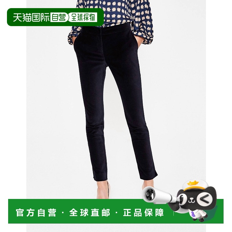 自营bodenVelvet Straight Leg Ankle Pants In Navy Blue - navy