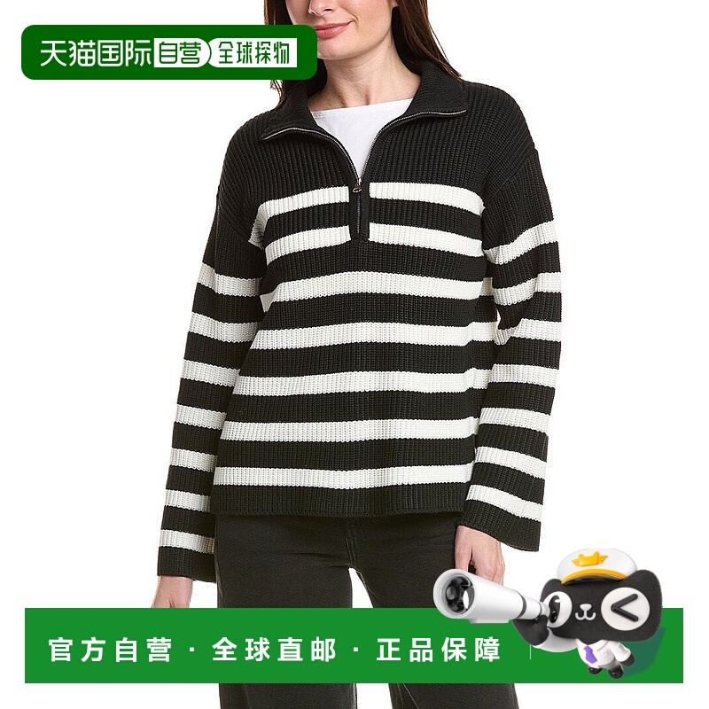 自营English Factory Wool-Blend 1/2-Zip Sweater - black 美国