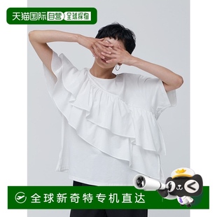 T恤 1h可退 日本直郵Brown&Street 女士寬松斜襟立體褶飾短袖 BS21