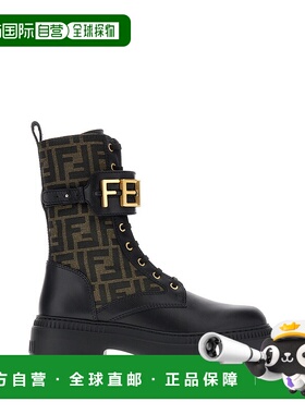 香港直邮FENDI 女士靴子 8T8355AHGYF0PMM AW2023 黑色 系带拉链