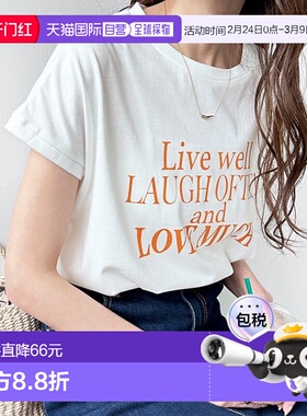 日本直邮GeeRA 法式袖印花 logo T 恤 [R04609EW12831]