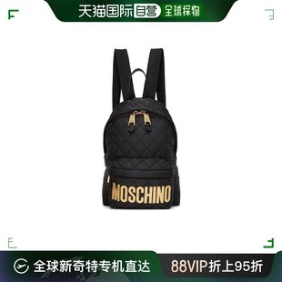 莫斯奇诺 Moschino 女士黑色徽标双肩包 香港直邮潮奢